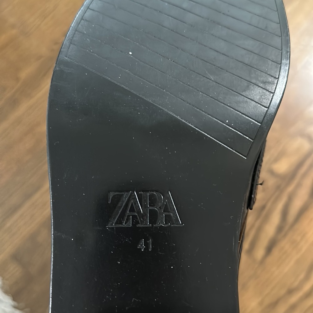 NWT Zara Women’s Loafer Slide On Shiny Black Mules Size 10/41 - Picture 9 of 11